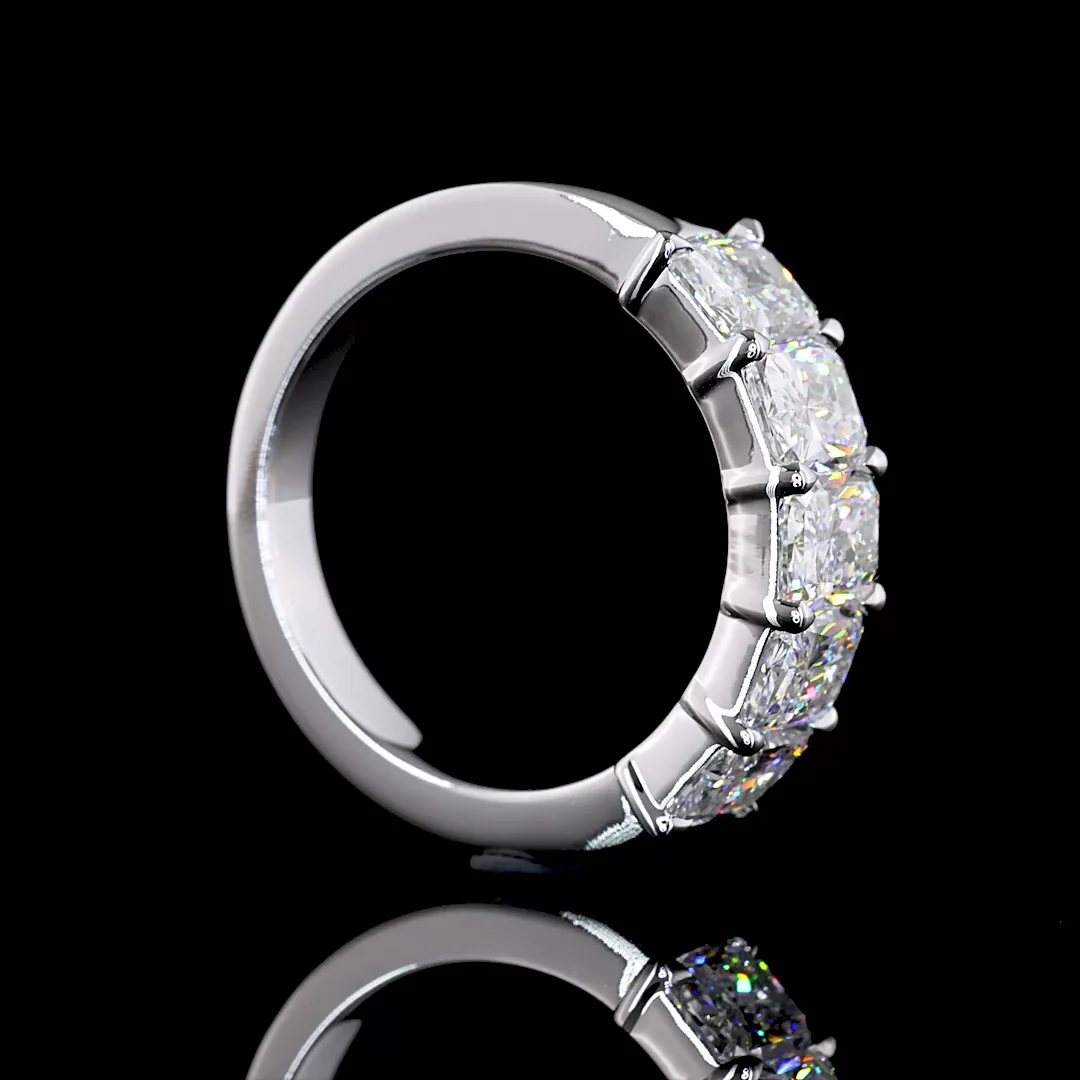 2.86 Cts 14k White Gold Radiant Shape 5 Stones Eternity Band - Image 2