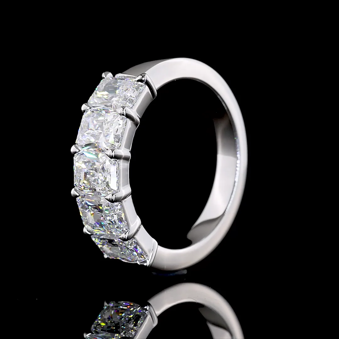 2.86 Cts 14k White Gold Radiant Shape 5 Stones Eternity Band - Image 4