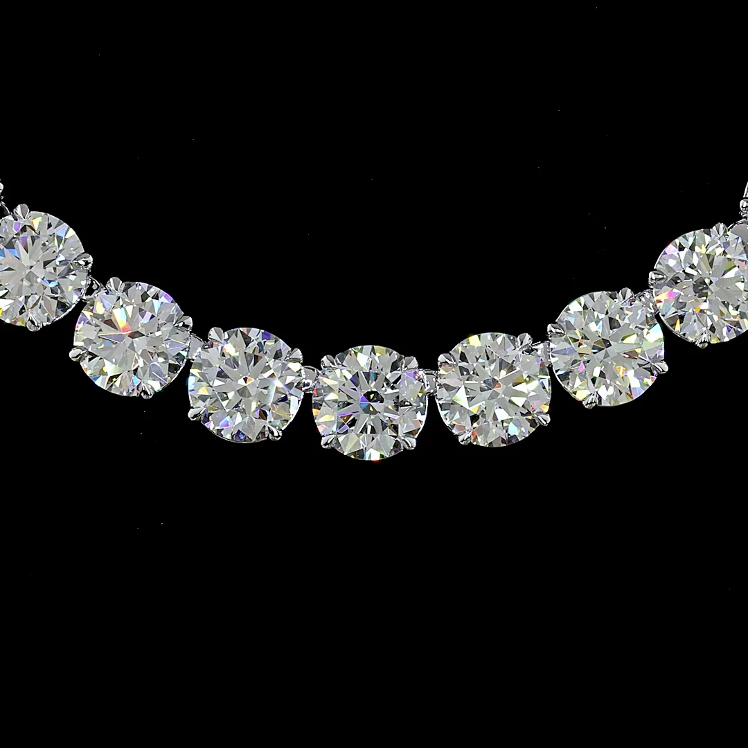 68.71 Cts 14k White Gold Round Shape Tennis Necklace - Image 3