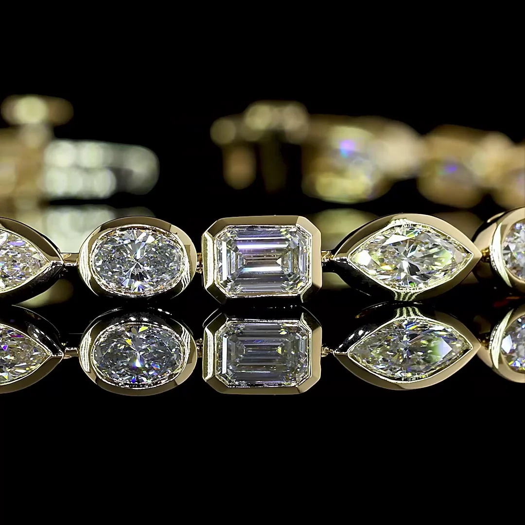 5.27 Cts 14k Yellow Gold Mix Shape Tennis Bracelet - Image 2