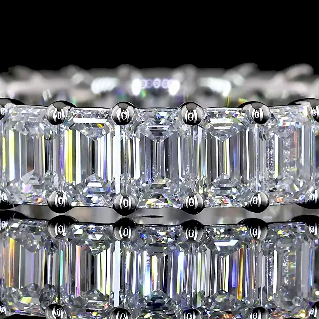 2.55 Cts Platinum Emerald Shape Eternity Band Eternity Band - Image 3
