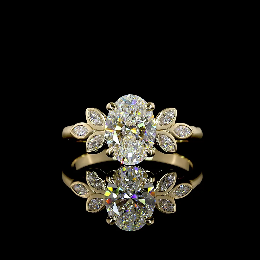 1.74 Cts 14k Yellow Gold Oval Shape Special Ring - Video