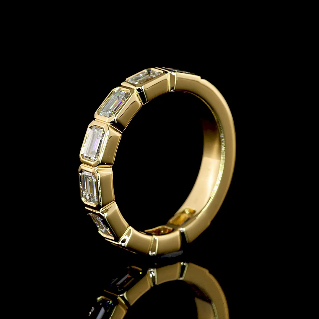 1.29 Cts 18k Yellow Gold Emerald Shape 3/4 Band Eternity Band - Image 4