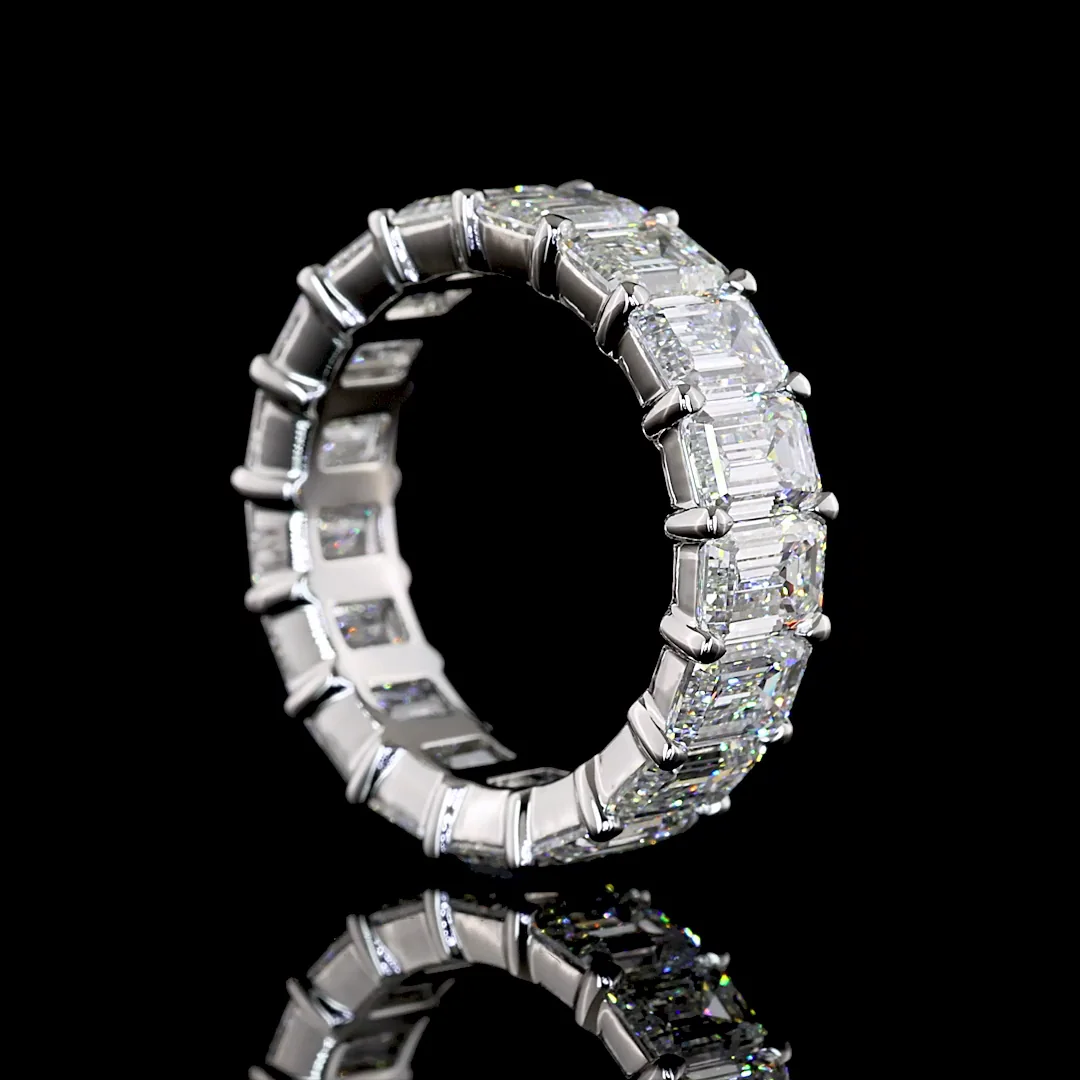 8.08 Cts Platinum Emerald Shape Eternity Band Eternity Band - Image 2