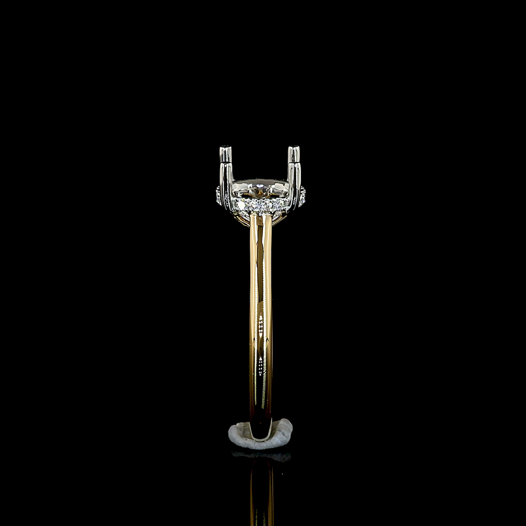 0.08 Cts 18k Yellow Gold - Platinum Shape Hidden Halo Ring - Image 4