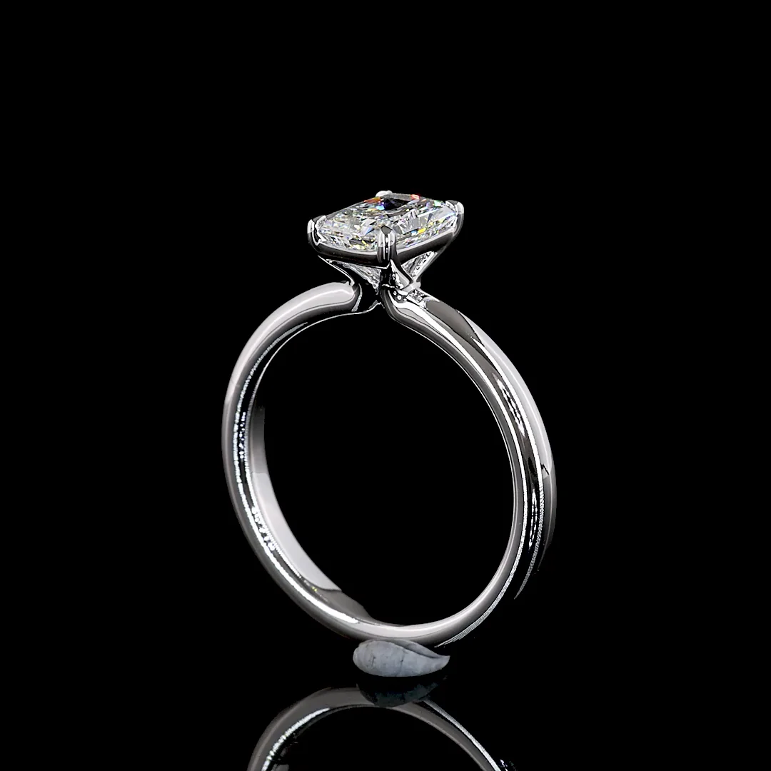 1.04 Cts 14k White Gold Radiant Shape Solitaire Ring - Image 2