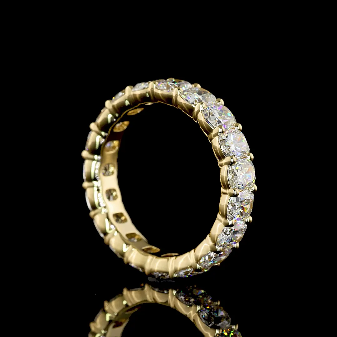 3.93 Cts 14k Yellow Gold Cushion Brilliant Shape Eternity Band Eternity Band - Image 2