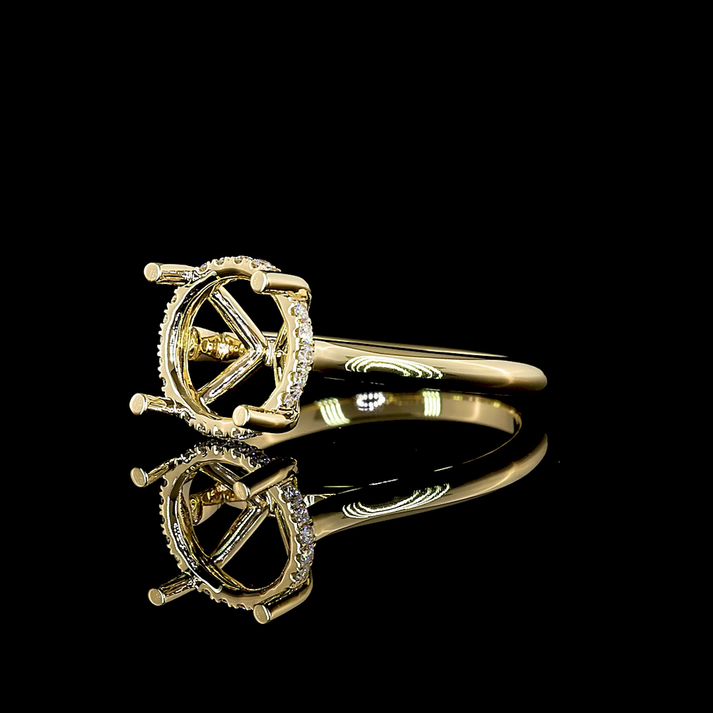 0.11 Cts 14k Yellow Gold Round Shape Hidden Halo Ring - Image 2