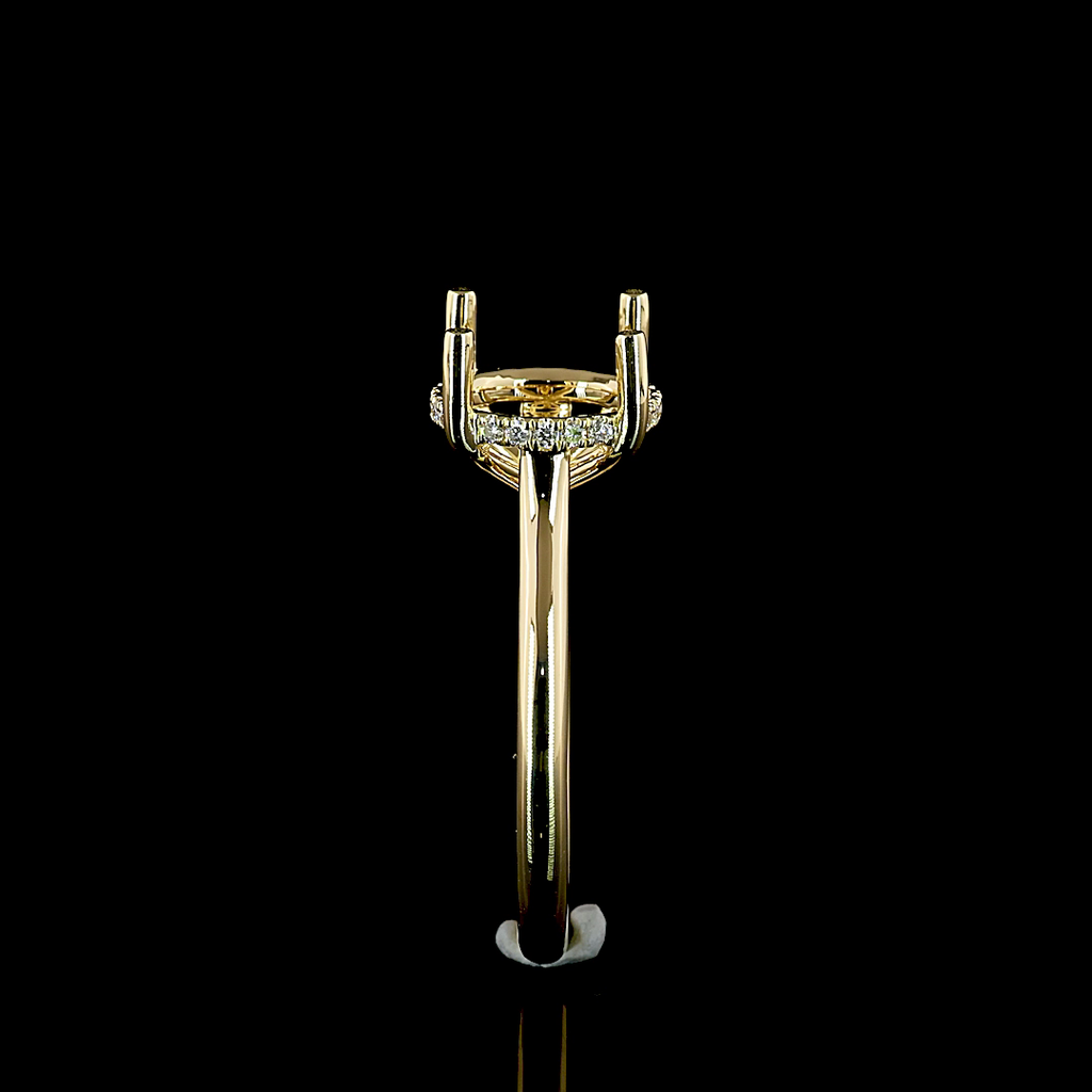 0.1 Cts 18k Yellow Gold - Platinum Round Shape Hidden Halo Ring - Image 4