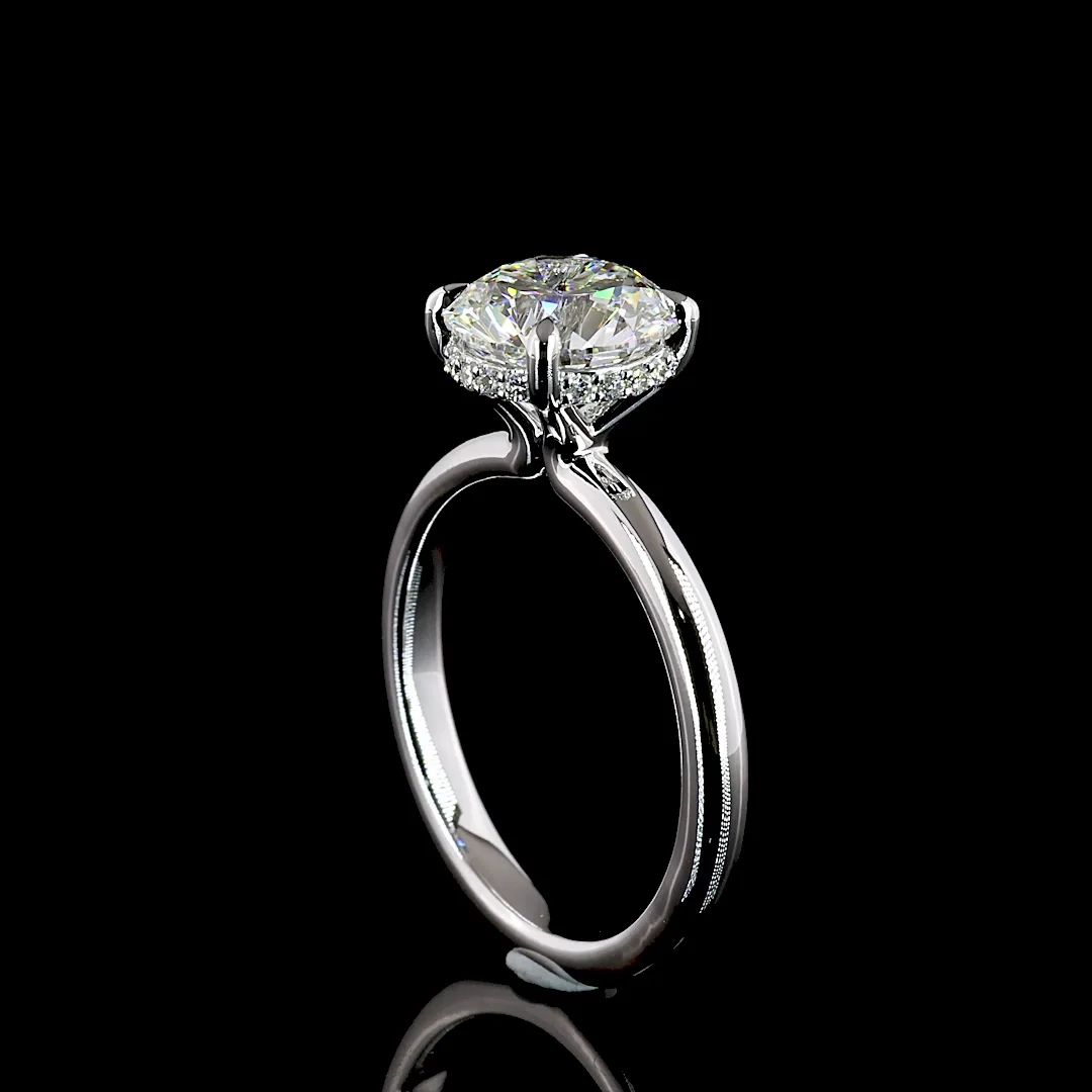 2.14 Cts 14k White Gold Round Shape Hidden Halo Ring - Image 2