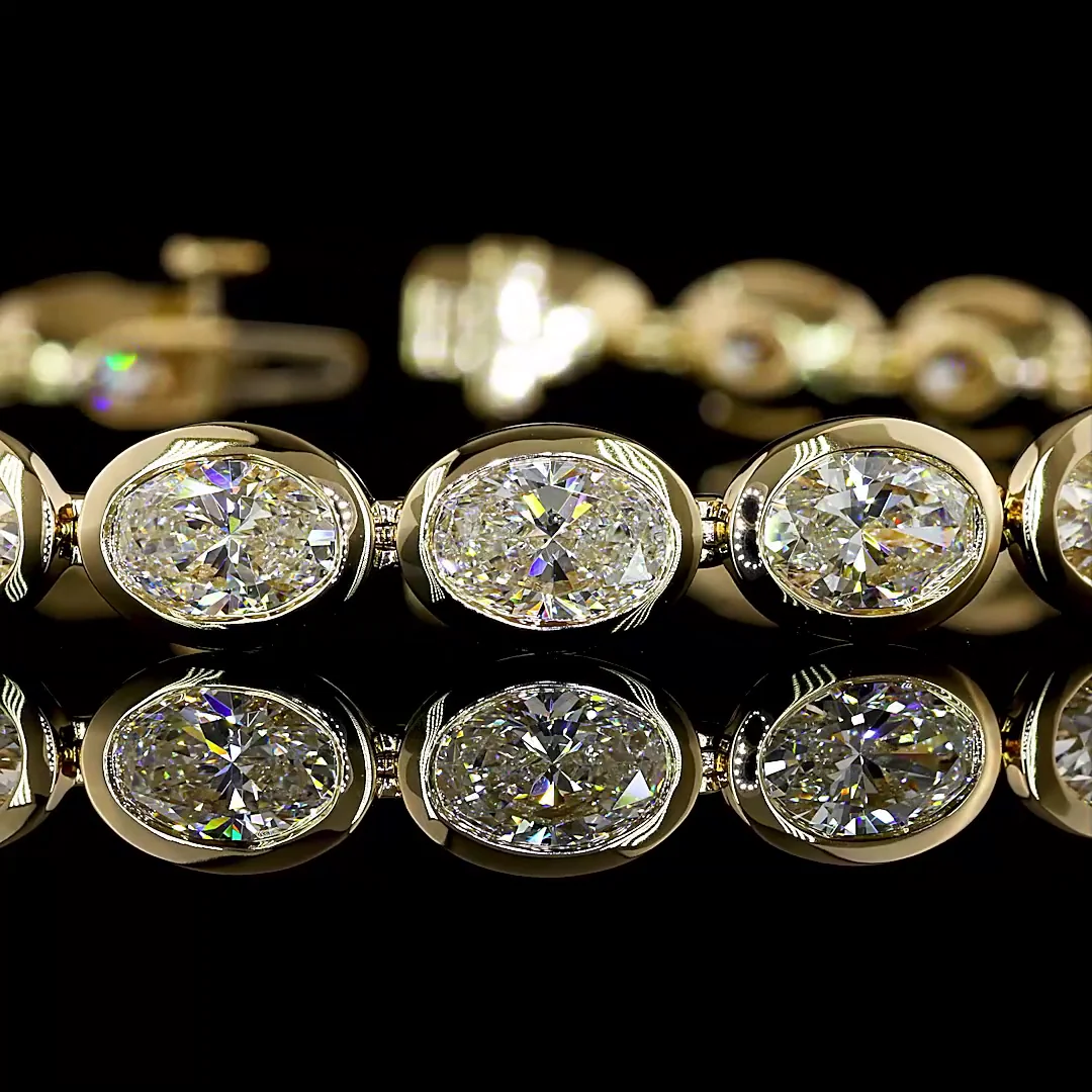 15.51 Cts 14k Yellow Gold Oval Shape Tennis Bracelet - Image 3