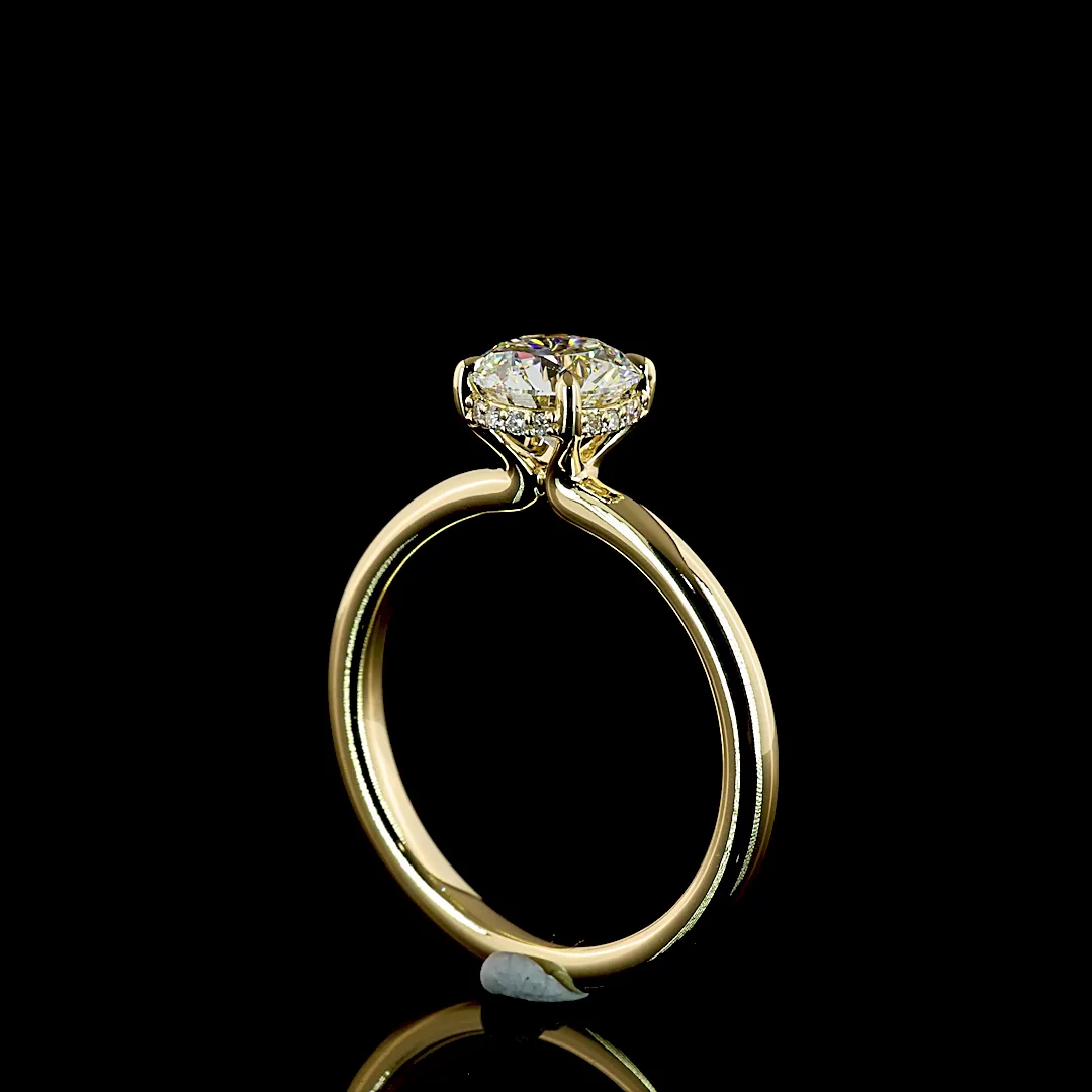 1.13 Cts 14k Yellow Gold Round Shape Hidden Halo Ring - Image 2