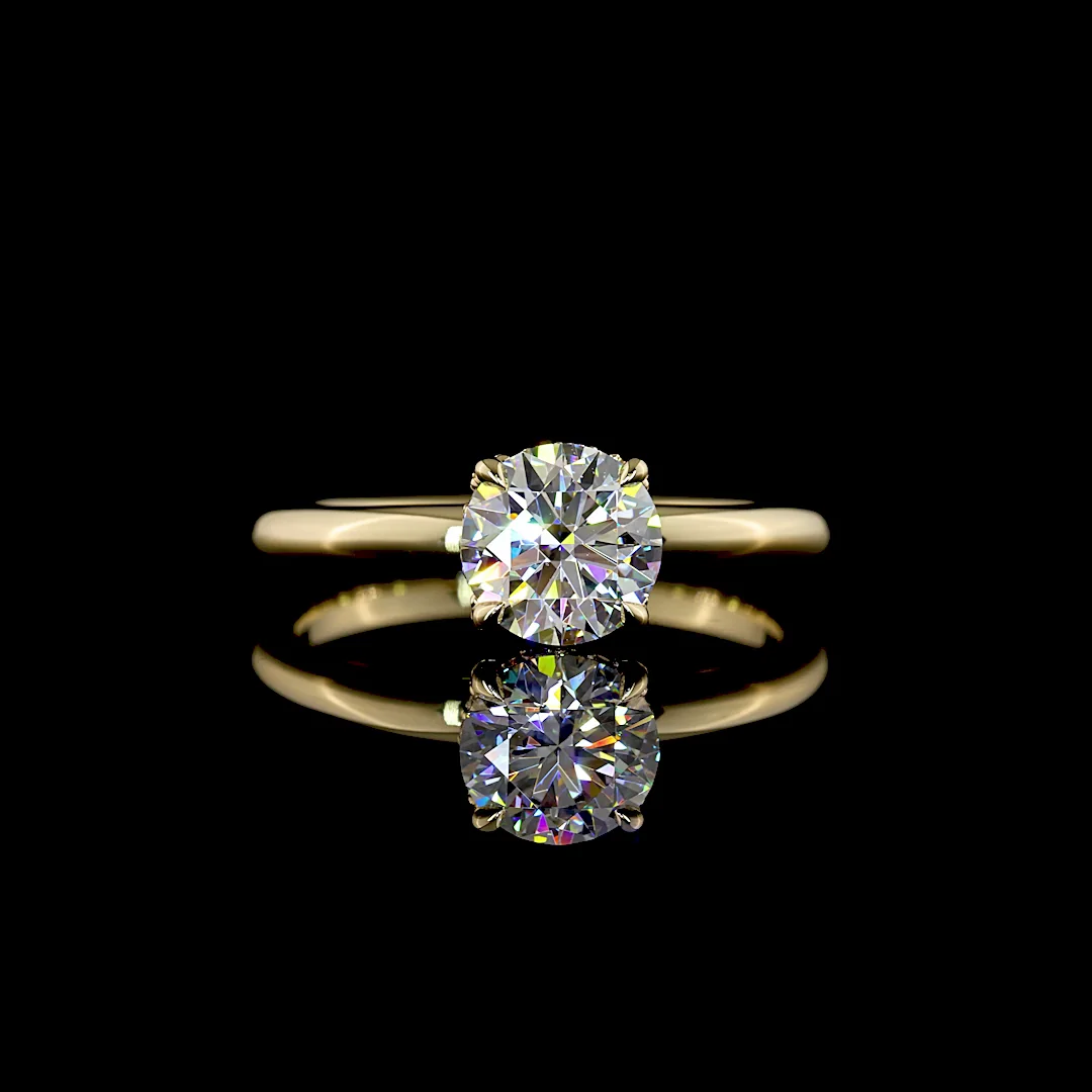 1.13 Cts 14k Yellow Gold Round Shape Hidden Halo Ring - Video