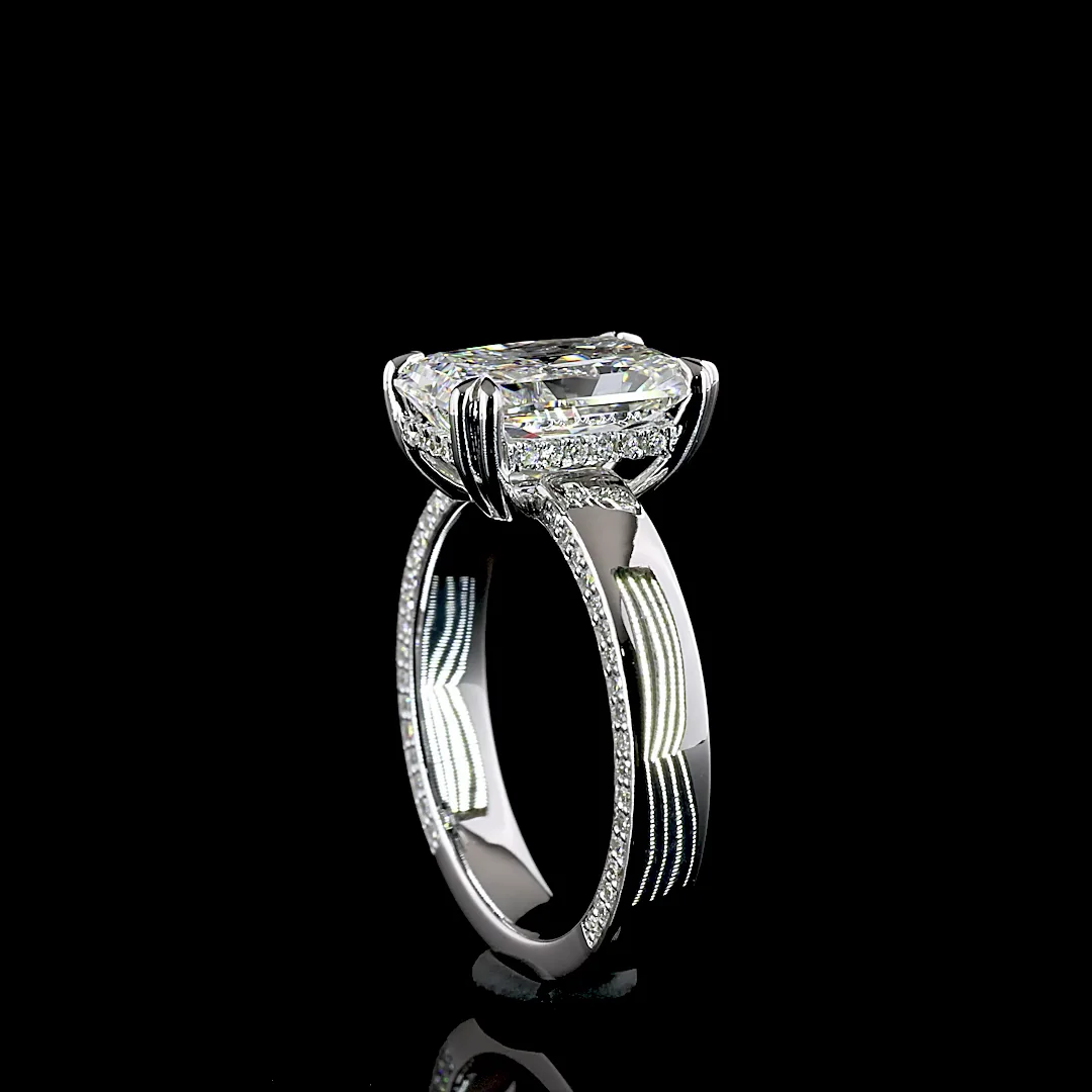3.94 Cts 14k White Gold Radiant Shape Split Shank Ring - Image 2