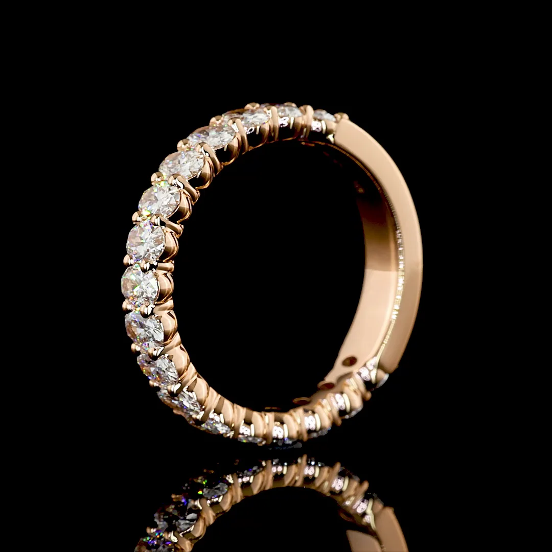 1.71 Cts 18k Rose Gold Oval Shape 3/4 Band Eternity Band - Image 4