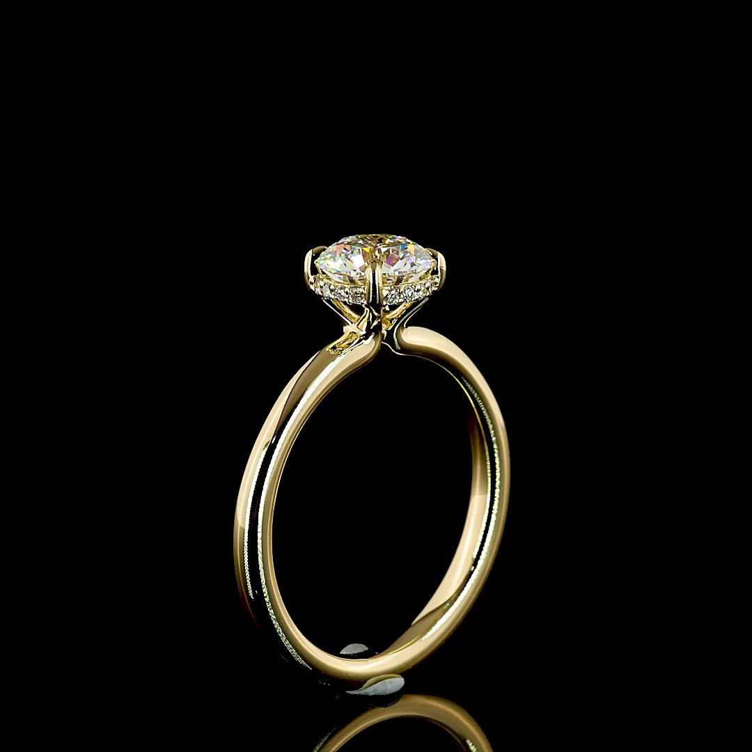 1.07 Cts 14k Yellow Gold Round Shape Hidden Halo Ring - Image 4