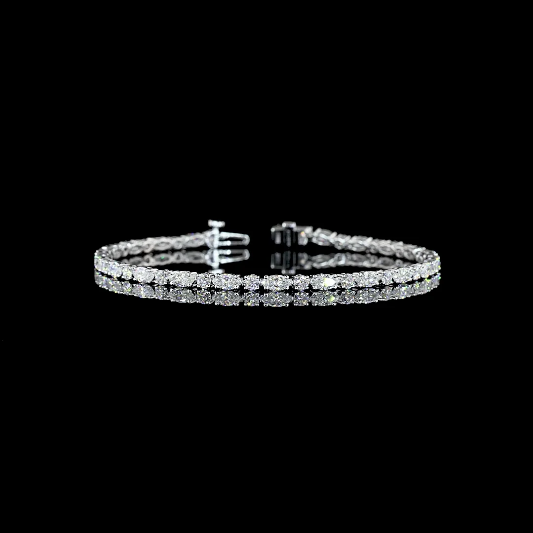 4.16 Cts 14k White Gold Marquise Shape Tennis Bracelet - Video