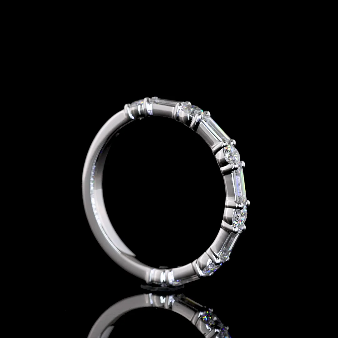 0.78 Cts 14k White Gold Baguette Shape Half Eternity Eternity Band - Image 2