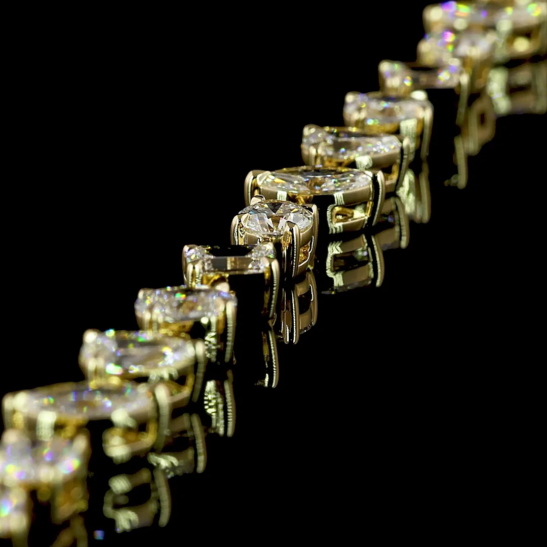 6.15 Cts 14k White Gold Mix Shape Station Bracelet - Image 2