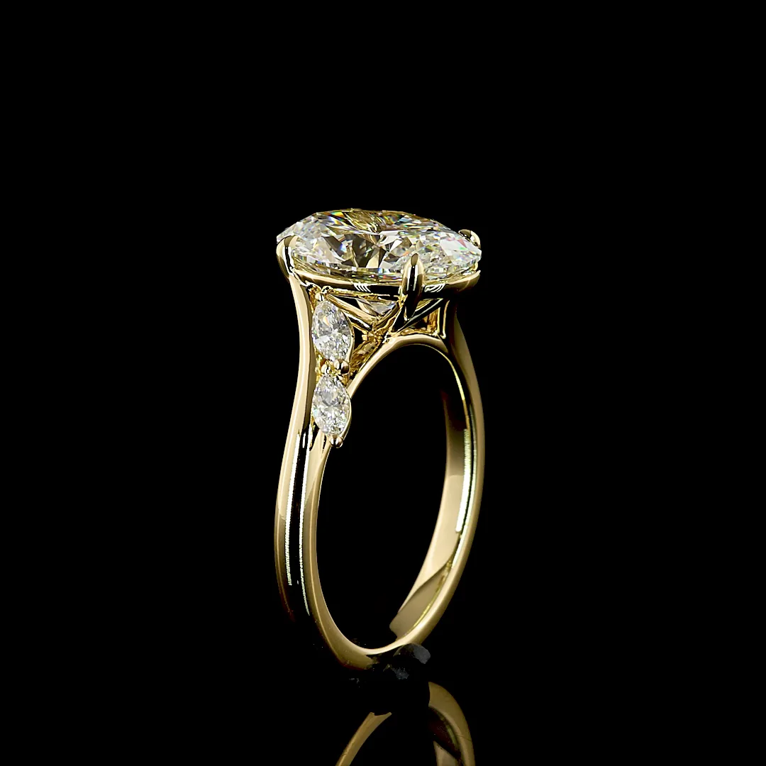 3.27 Cts 14k Yellow Gold Oval Shape Special Ring - Image 4