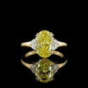3.32 Cts 14k Yellow Gold Oval Shape 3 Stones Ring - Video