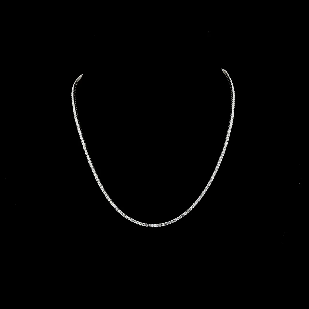 4.69 Cts 14k White Gold Round Shape Tennis Necklace - Video