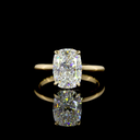 3.15 Cts 14k Yellow Gold Cushion Brilliant Shape Solitaire Ring - Video