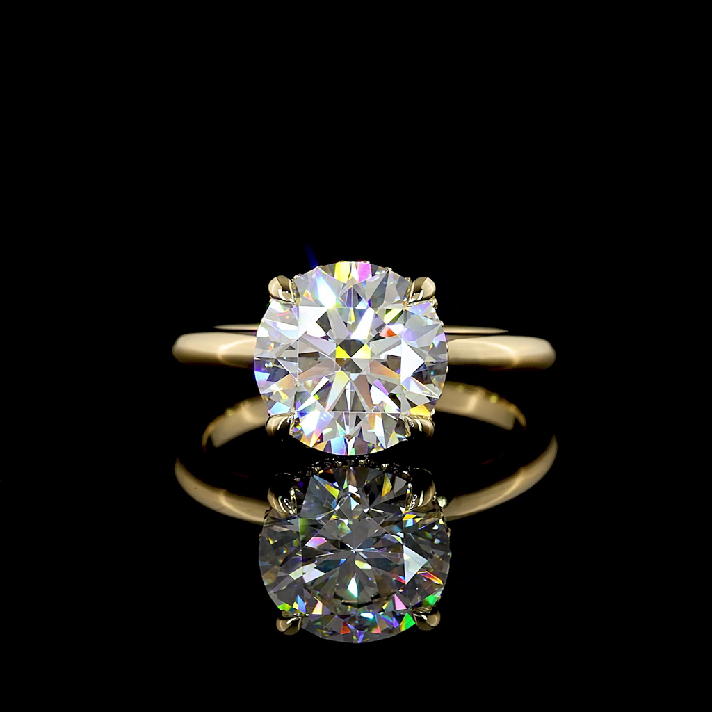 3.19 Cts 14k Yellow Gold Round Shape Hidden Halo Ring - Video