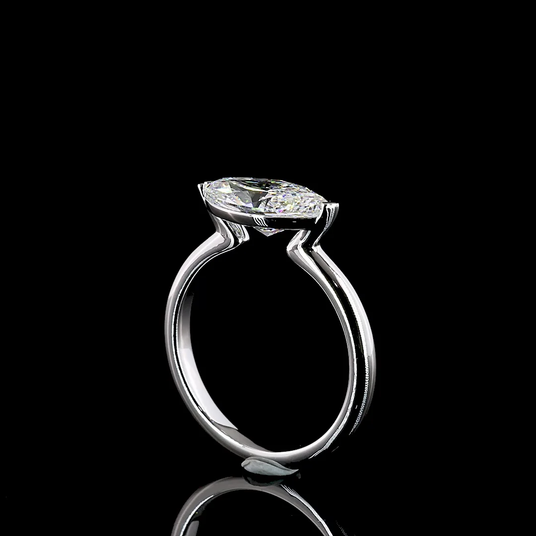 2.05 Cts 14k White Gold Marquise Shape Solitaire Ring - Image 2