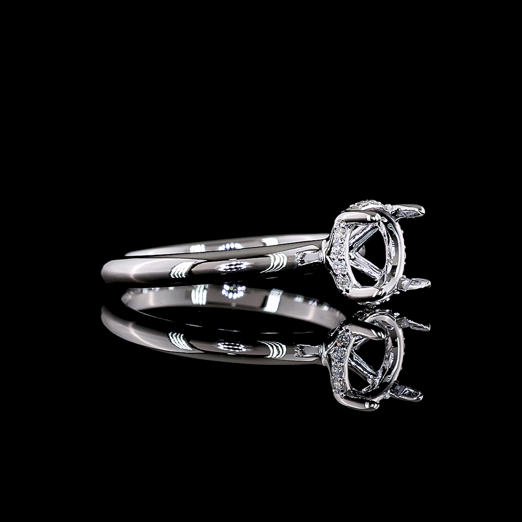0.07 Cts 14k White Gold Round Shape Hidden Halo Ring - Image 3