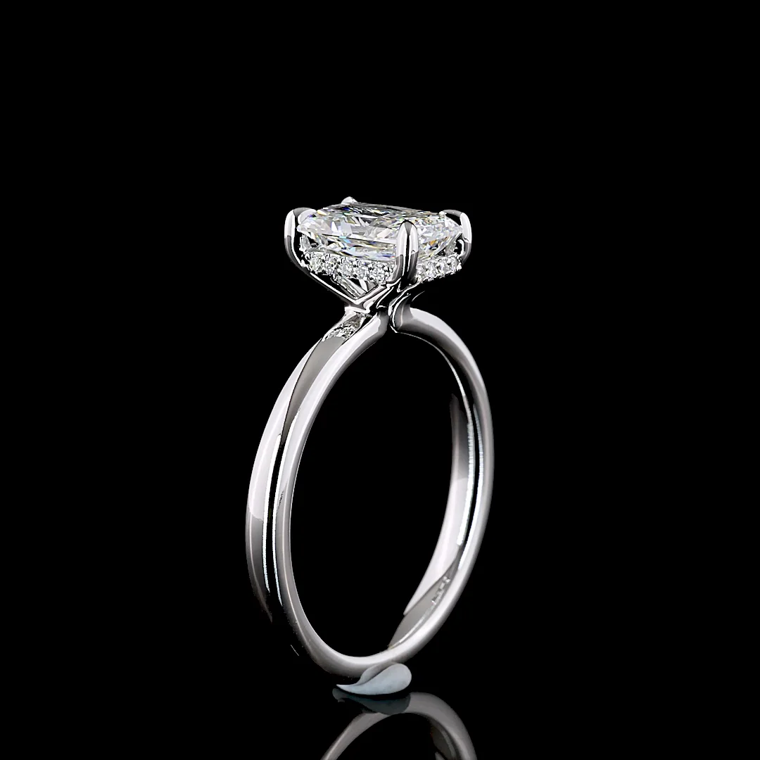 1.63 Cts 14k White Gold Radiant Shape Hidden Halo Ring - Image 4
