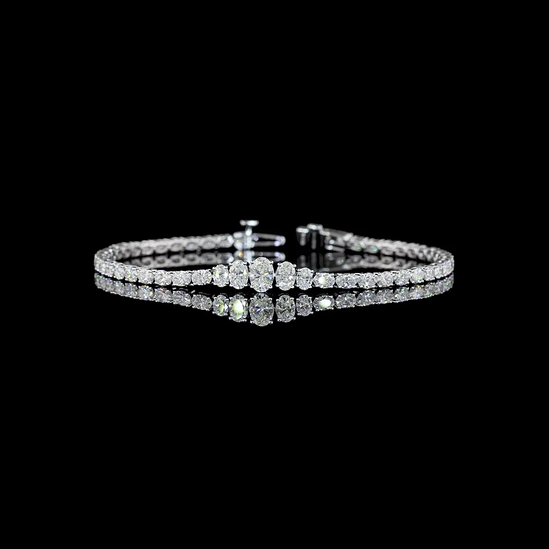 4.59 Cts 14k White Gold Oval Shape Riviera Bracelet - Video