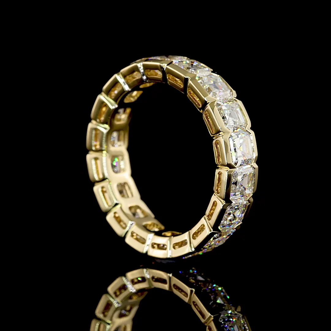 5.07 Cts 14k Yellow Gold Asscher Shape Eternity Band Eternity Band - Image 2