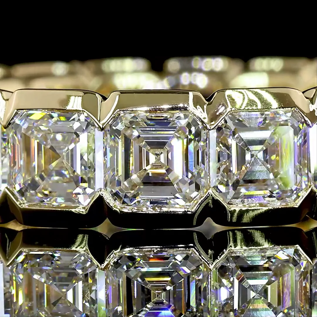 5.07 Cts 14k Yellow Gold Asscher Shape Eternity Band Eternity Band - Image 3