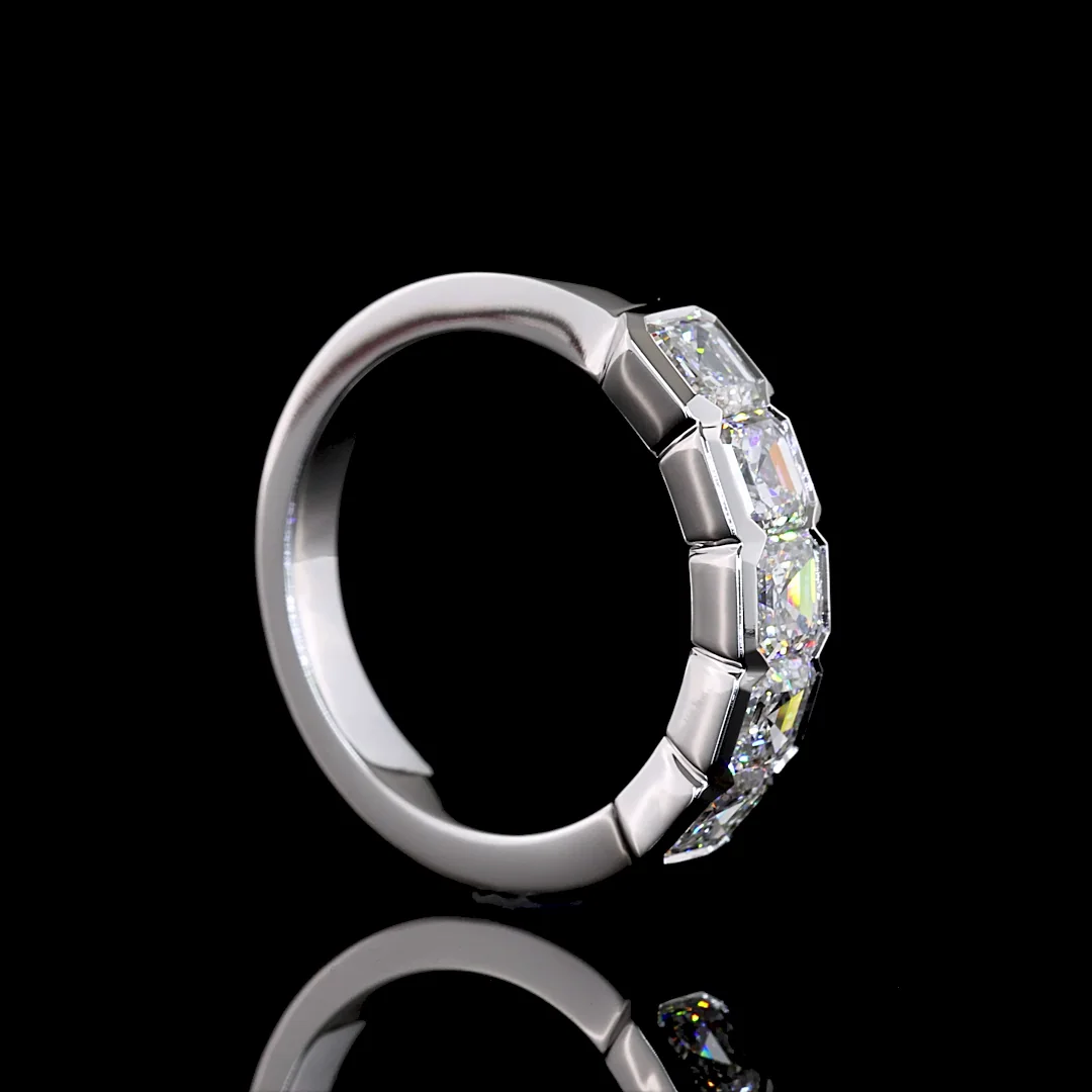 2.12 Cts 14k White Gold Asscher Shape 5 Stones Eternity Band - Image 2