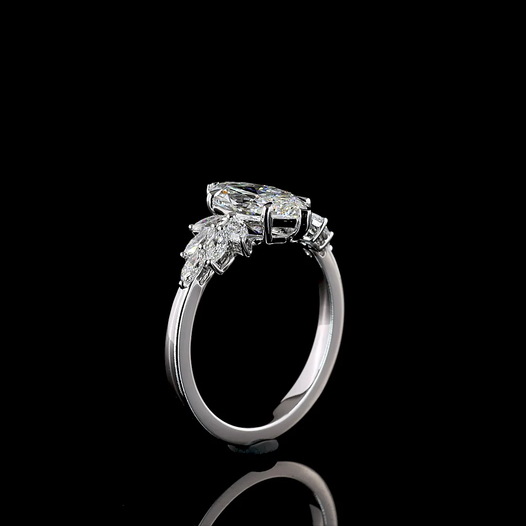 1.9 Cts 14k White Gold Marquise Shape Special Ring - Image 4