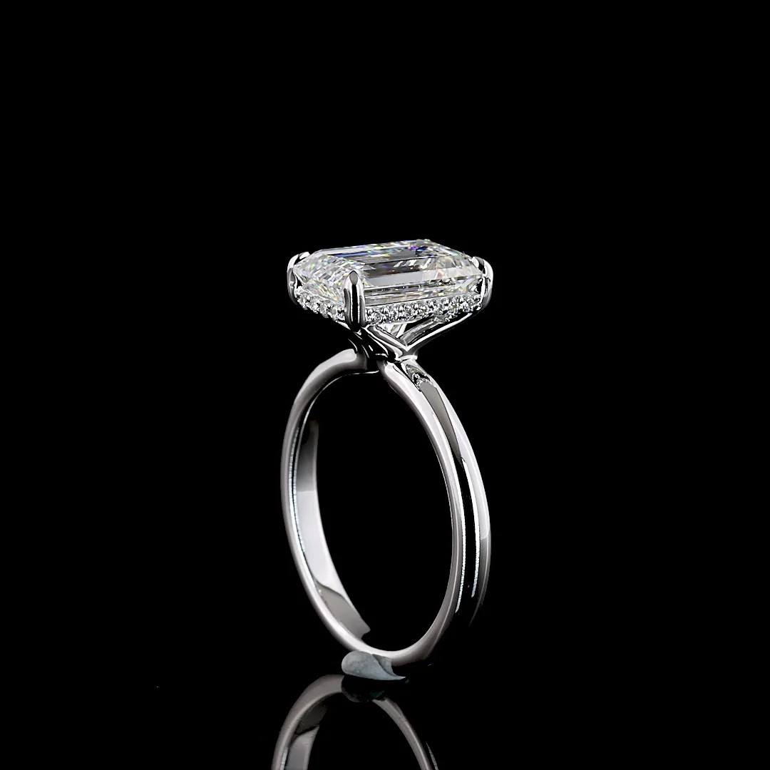 3.19 Cts 14k White Gold Mix Shape Hidden Halo Ring - Image 2