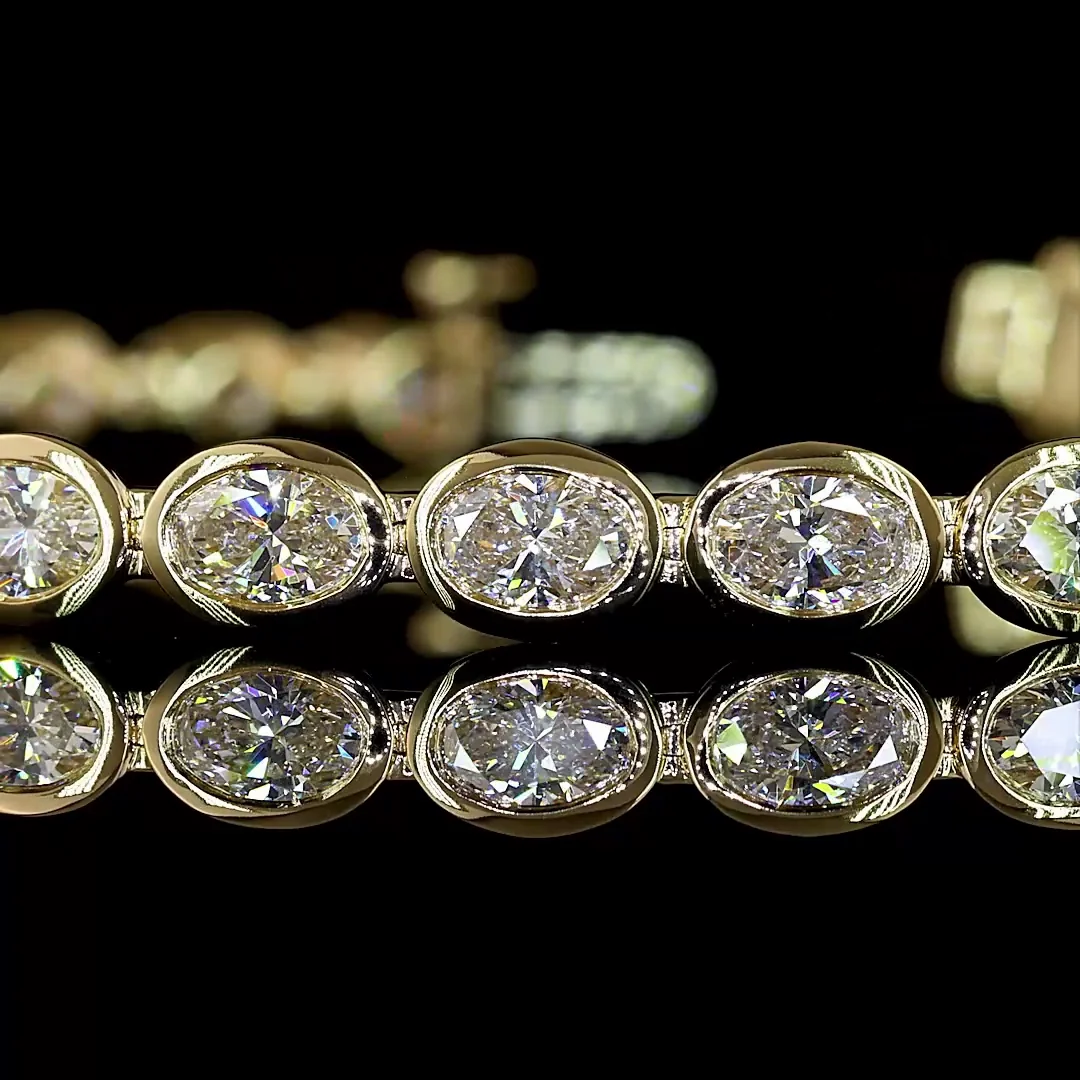 5.4 Cts 14k Yellow Gold Oval Shape Tennis Bracelet - Image 2
