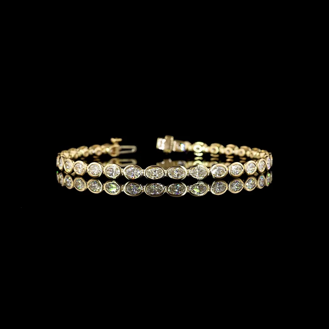 5.4 Cts 14k Yellow Gold Oval Shape Tennis Bracelet - Video