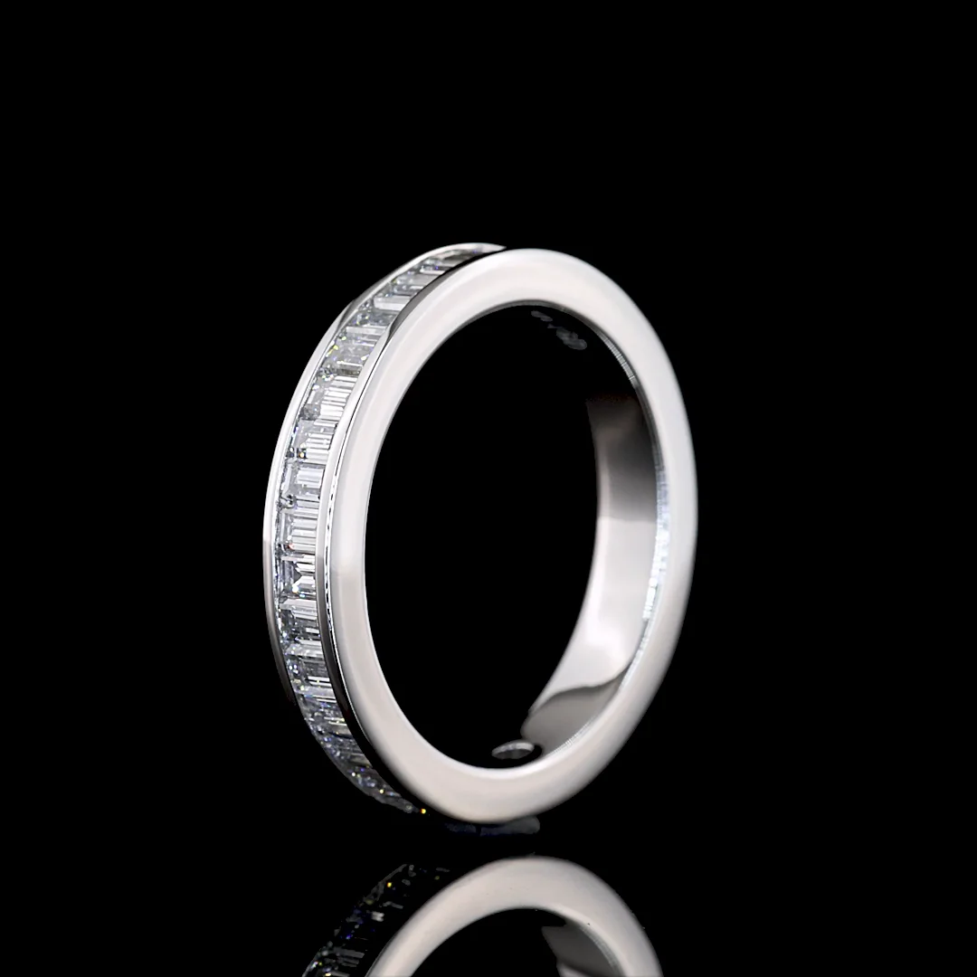 1.04 Cts 14k White Gold Baguette Shape 3/4 Band Eternity Band - Image 4