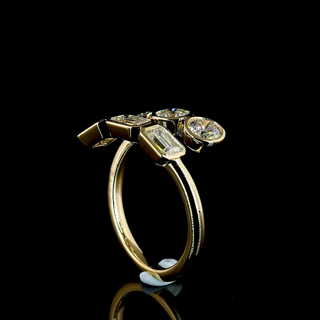 1.82 Cts 14k Yellow Gold Mix Shape Special Ring - Image 2