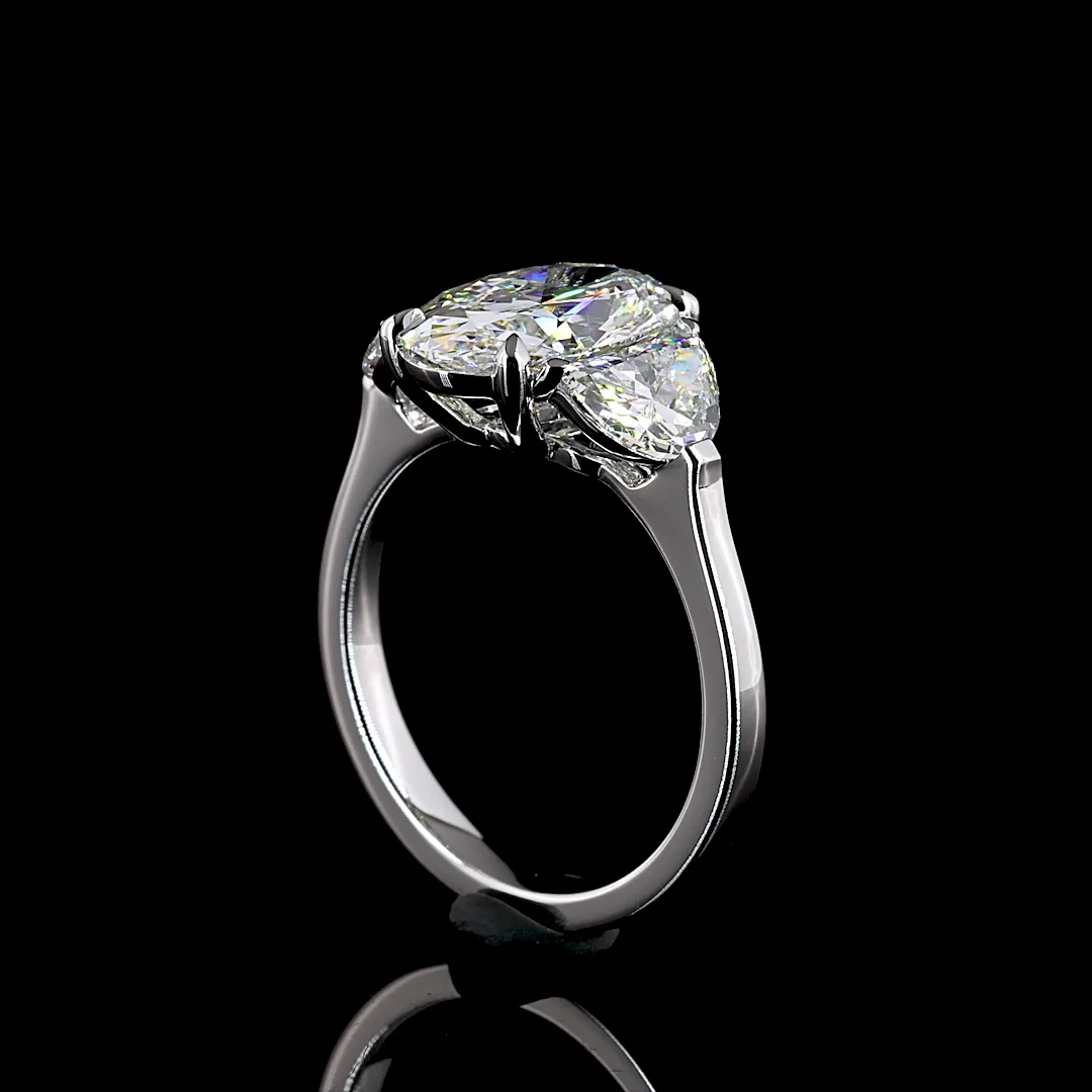 4.4 Cts 14k White Gold Mix Shape 3 Stones Ring - Image 2