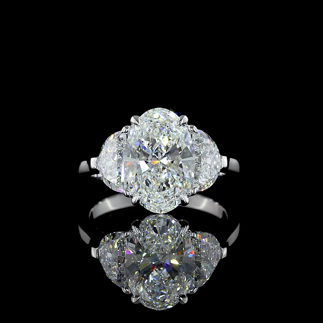 4.4 Cts 14k White Gold Mix Shape 3 Stones Ring - Video