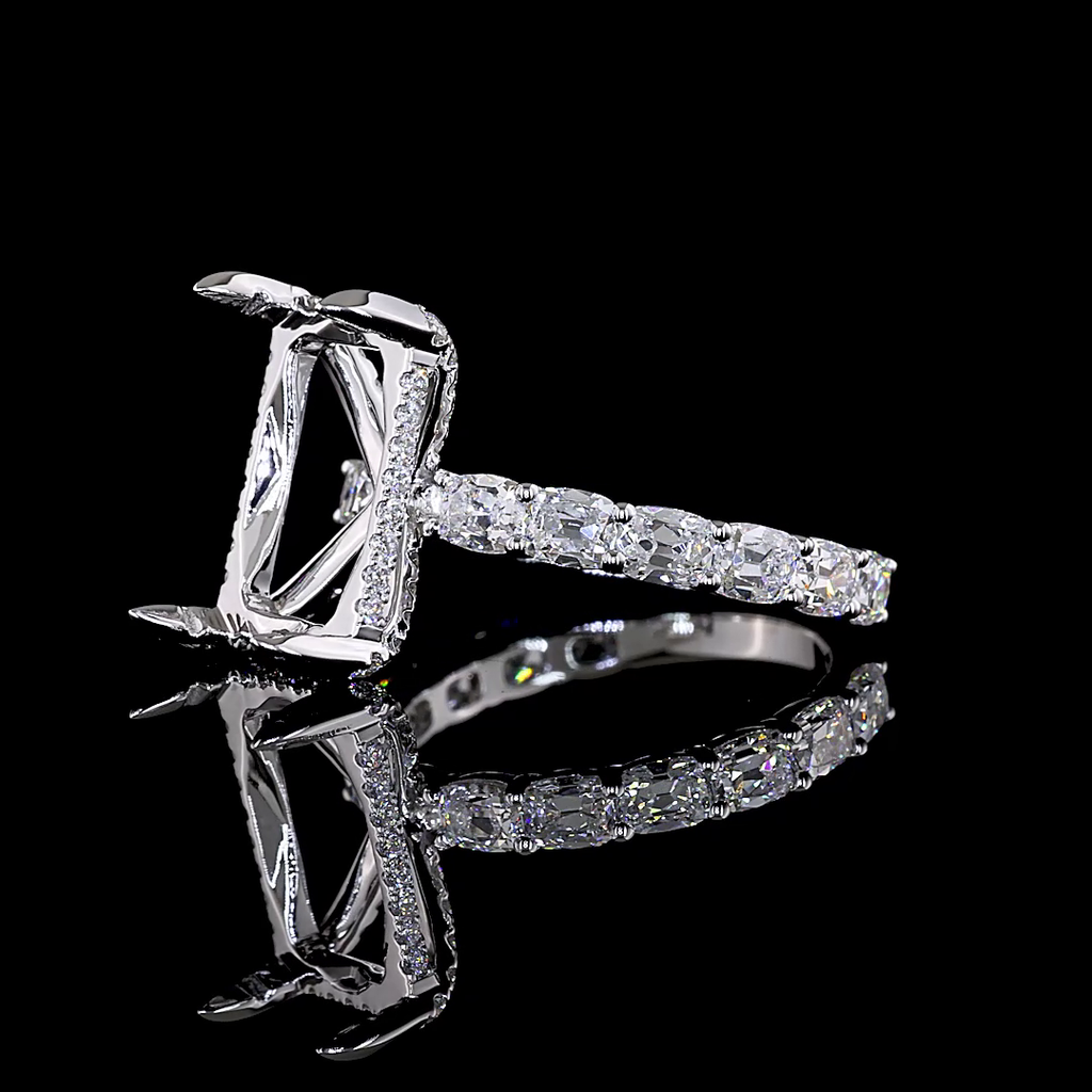 1.59 Cts 14k White Gold Mix Shape Hidden Halo Ring - Image 2