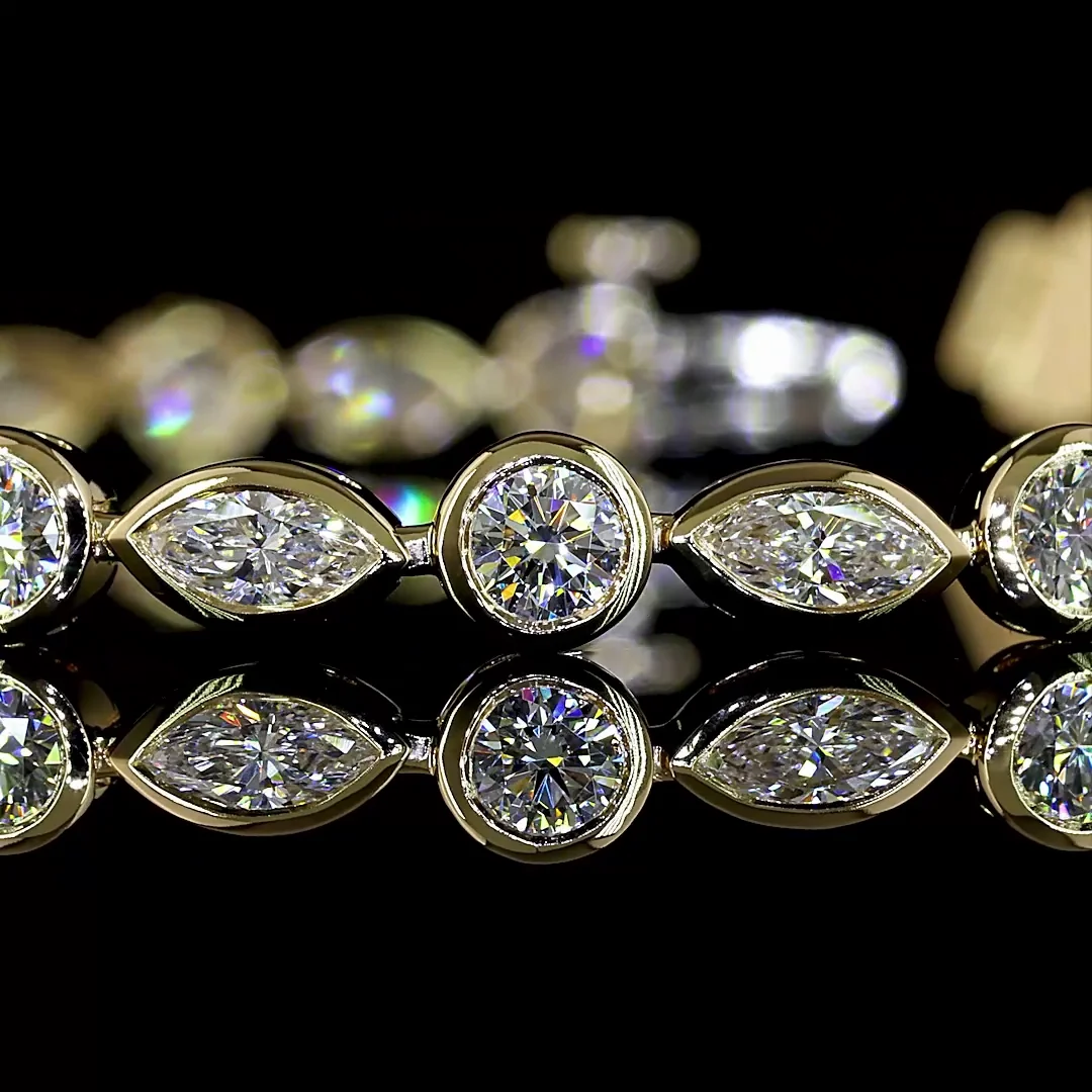 4 Cts 14k Yellow Gold Mix Shape Tennis Bracelet - Image 2