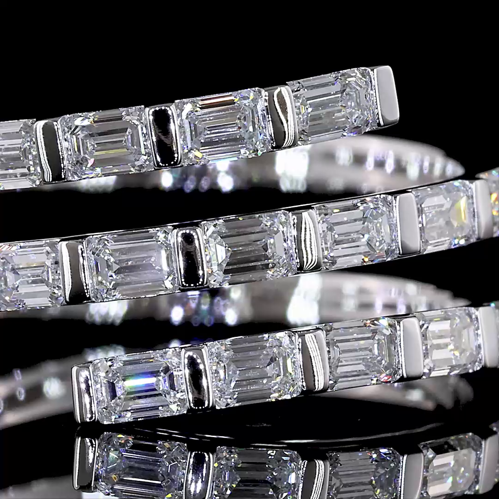 1.14 Cts 14k White Gold Emerald Shape Special Eternity Band - Image 3
