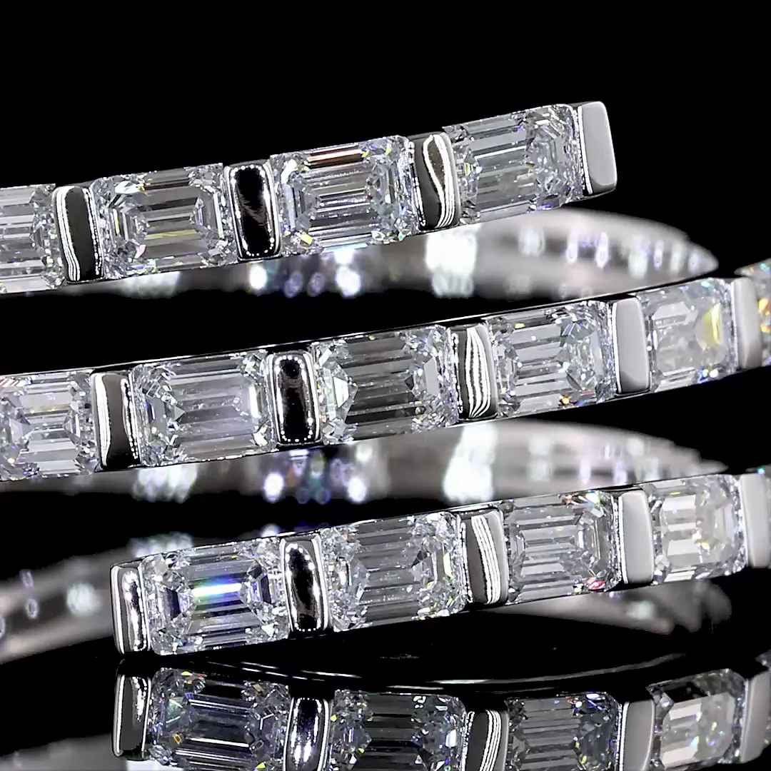 1.14 Cts 14k White Gold Emerald Shape Special Eternity Band - Image 3