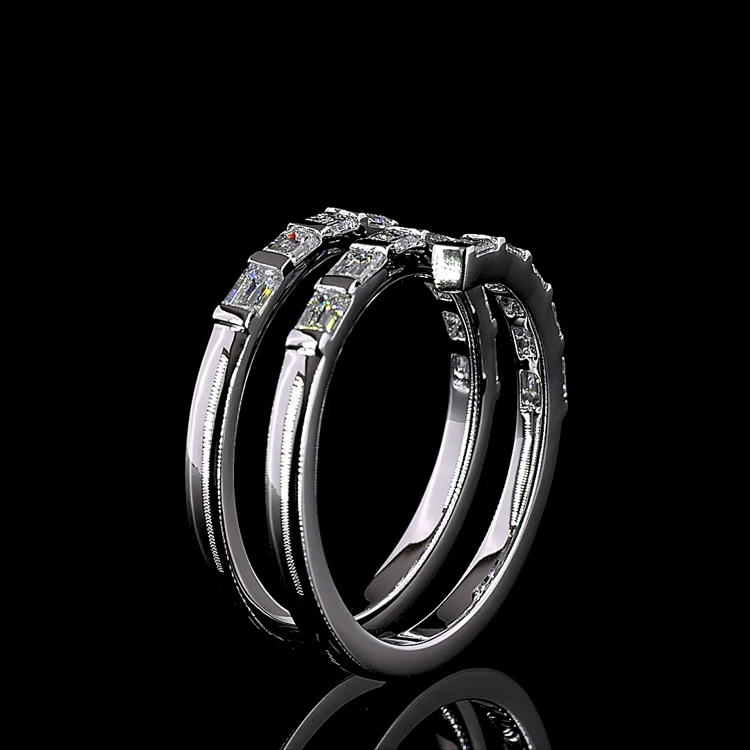 1.14 Cts 14k White Gold Emerald Shape Special Eternity Band - Image 4