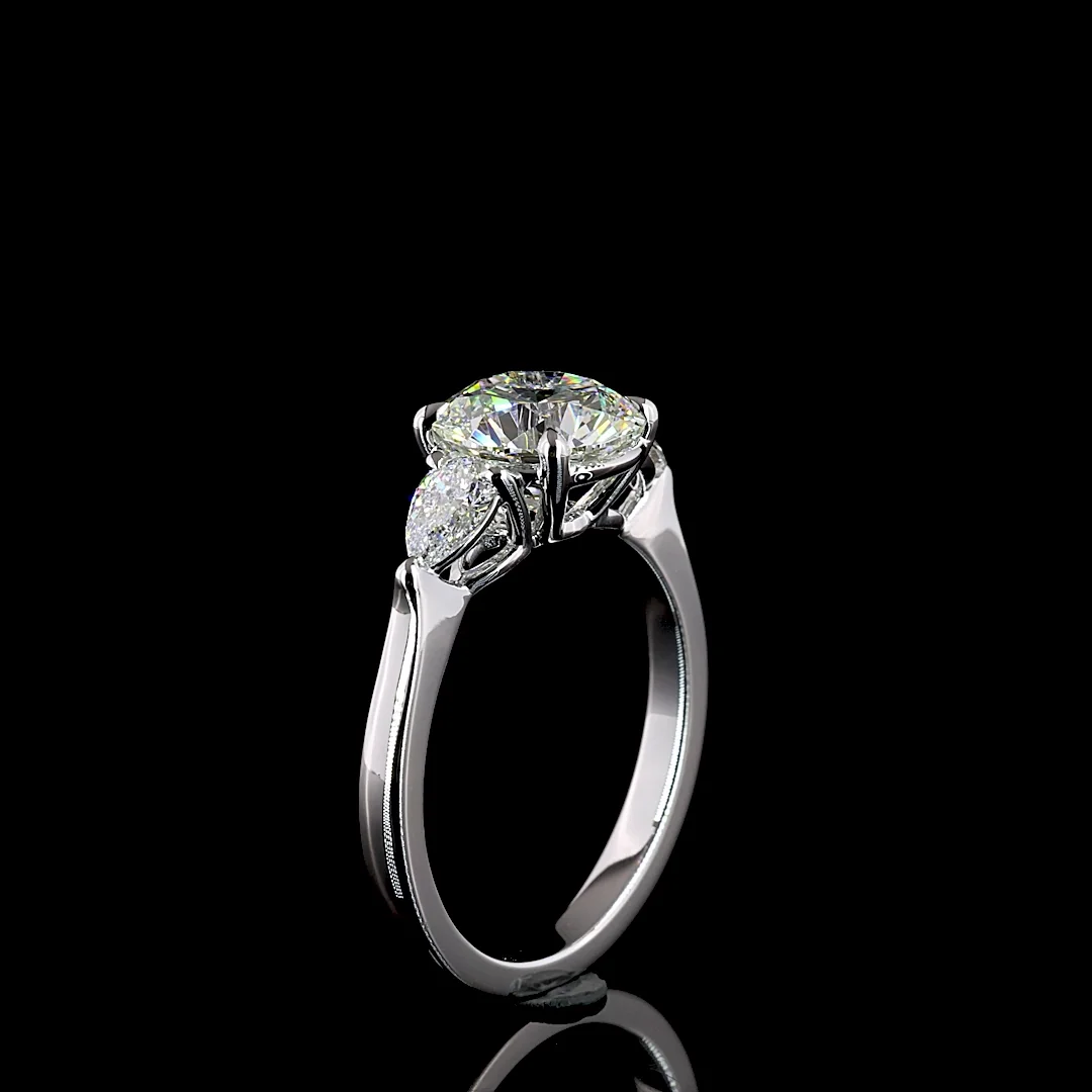 2.61 Cts 18k White Gold Mix Shape 3 Stones Ring - Image 4