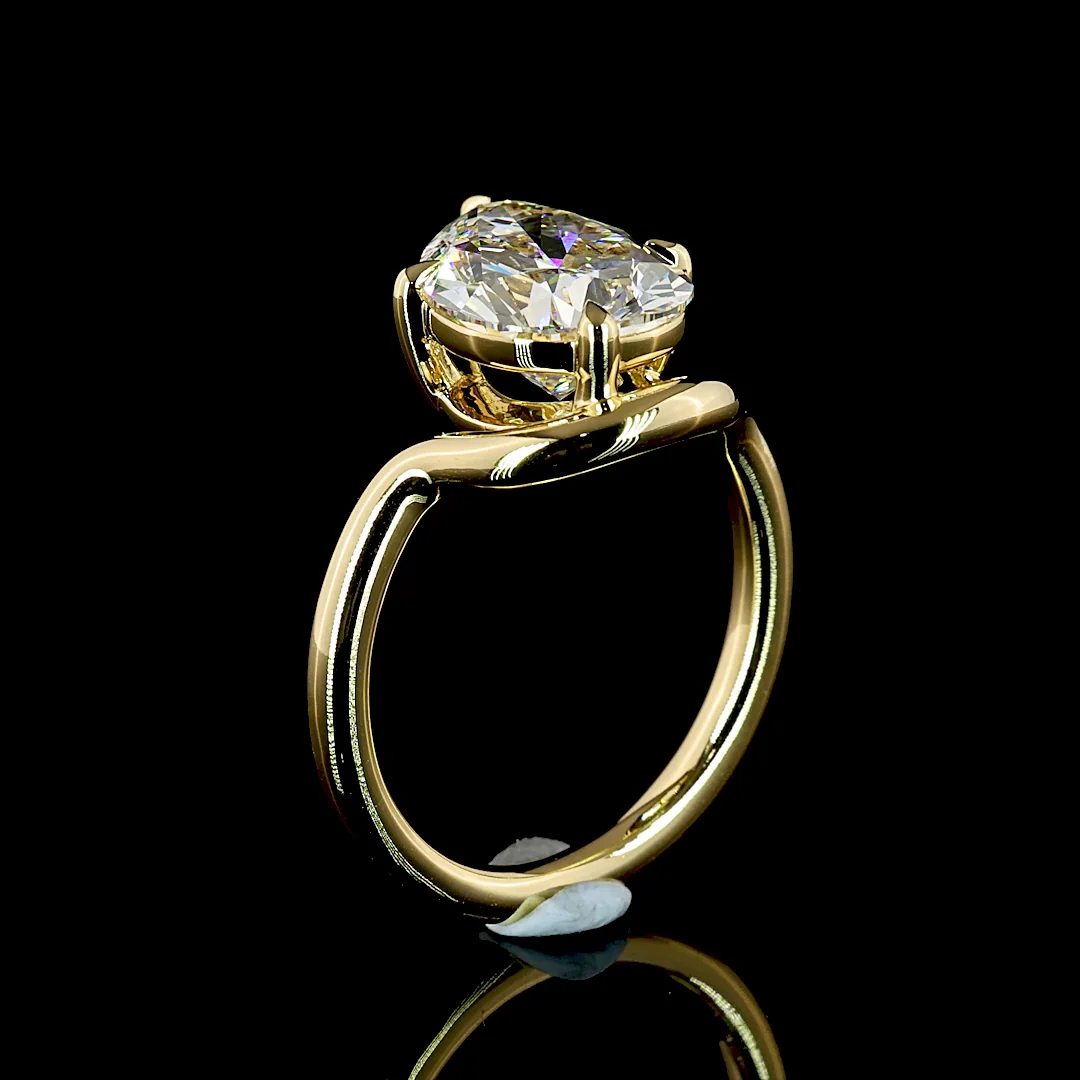 4.14 Cts 14k Yellow Gold Pear Shape Special Ring - Image 4